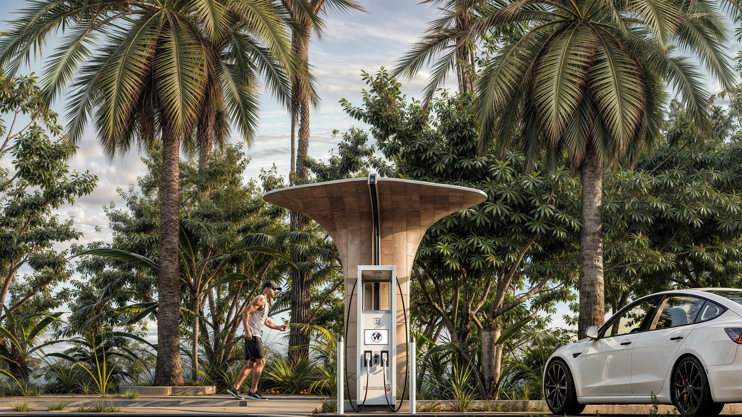 Futuristic EV charging station