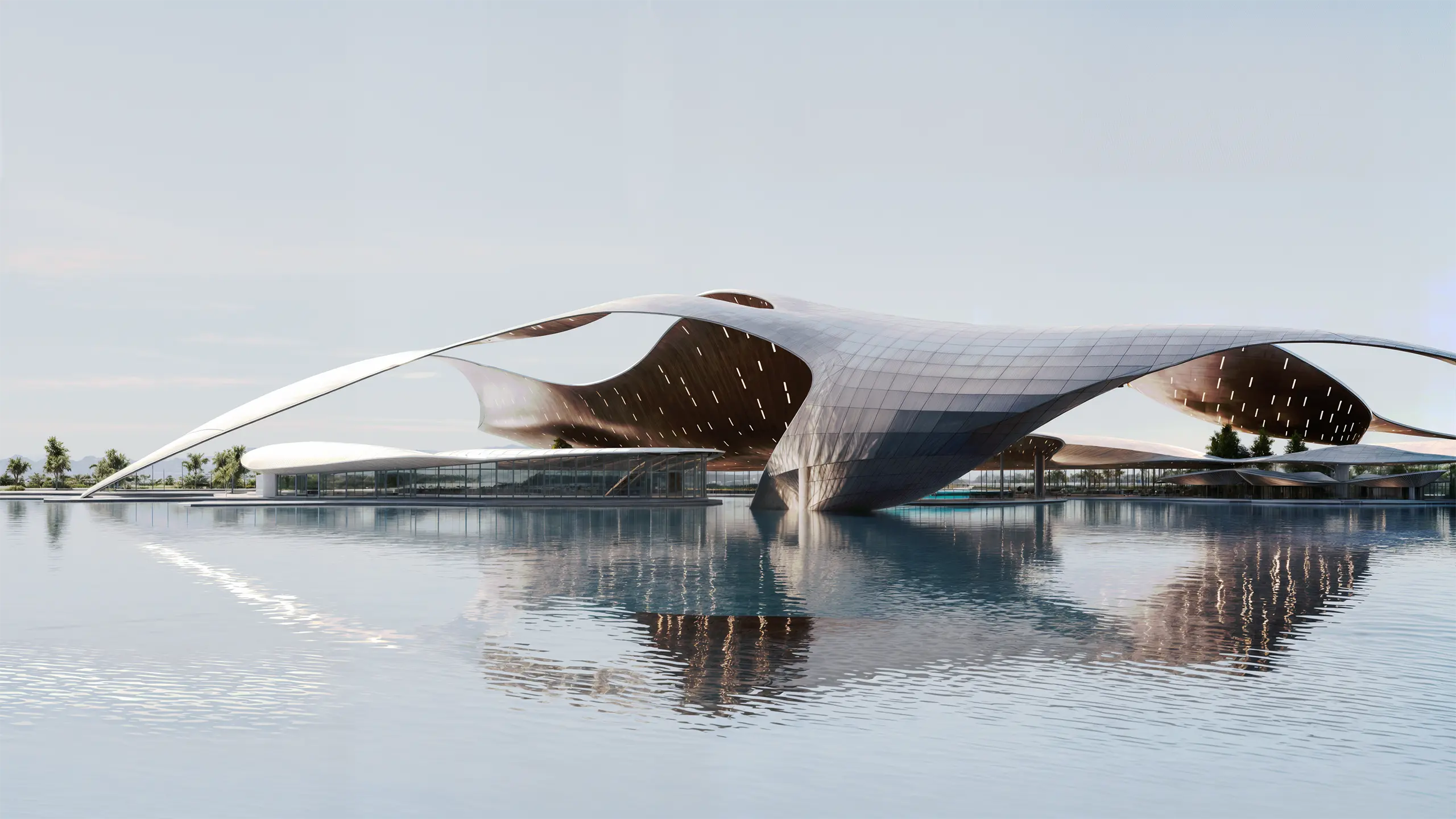 NEOM Aquatics Sports Center, water view.